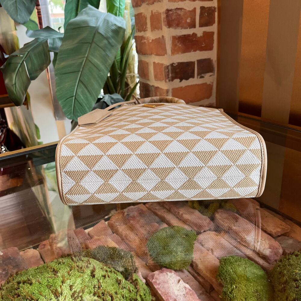 PRADA Symbole Shopper Small Beige Jacquard Tote - Picture 5 of 9